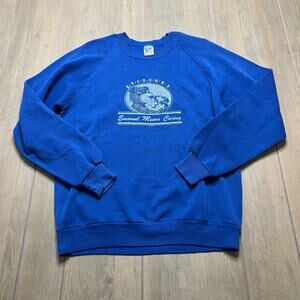 Vintage 90s blue crewneck Sweater Sz L "Emanuel Means Caring" Made in USA